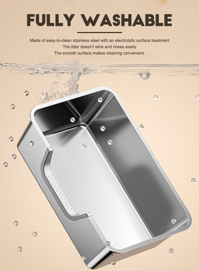 Kidle Stainless Steel Cat Litter Box with Scoop Metal Kitten Litter Pan Cats Toilet Splash-Proof and Non-Stick Easy to Clean - Image 3